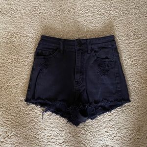 Black high rise jean shorts